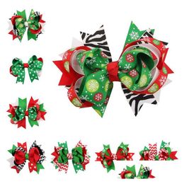 Haarclips Brurettes Tail Bow Haarspel Kerstmis Babyhoofd Accessoires Holiday Gifts GSFJ090 Mix Order Drop Delivery Sieraden Haarjew Dhuy4