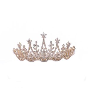 Haarclips Barrettes Tirim Luxe Kleine prinses Crown Crystal Tiaras Party Gunsten For Women Girls Toddler Combs Clip Accessoires Cubic Zi