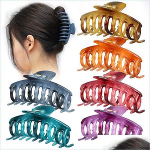 Haarclips Bronrettes Tortoiseshell Grote vrouw Haar Claw Clips Douchen achter in de hoofd paardenstaarthouder Classic Girl Overlap Haren CL DHPXT