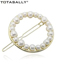 Haarclips Barrettes Totasally mode gesimuleerde Pearl Women Circle Geo Style Jewelry Palillos del Pelo voor meisjes