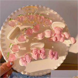 Pinces à cheveux Barrettes Transparent Rose Pêche Épingle À Cheveux Requin Barrettes Épingles À Cheveux Fille Japonaise Sweet Catch Clip Coiffe Goutte Dhgarden Dh39C