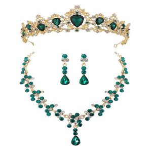 Haarclips Barrettes Trendy Luxury Crystal Bruid Diadeem Red Green Royal Blue Diamante bruiloftskronen en tiara's voor vrouwelijke prom -accessoires