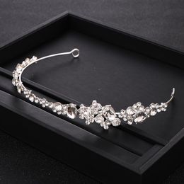 Haarclips Bronrettes Trendy Silver Color Barokke Rhinestone Crystal Headband Tiara Bridal Headpiece Women Hairband Wedding Sieraden