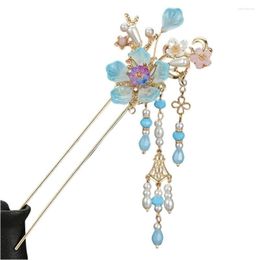 Pinces à cheveux Barrettes Vintage épingles à cheveux chinoises avec baguettes à franges florales bleues durables pour ami famille voisins cadeau Hsj88 Drop Otqr4