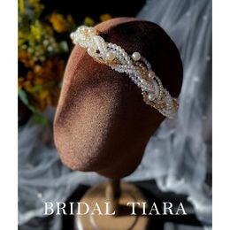 Pinces à cheveux Barrettes tissage perle Hariband couronne fête de mariage Bridemaid ruban strass perles bijoux dames accessoires cheveux