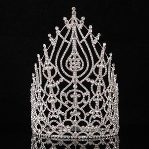 Haarclips Barrettes Wedding Big Crown sieraden Bruidspek Woman Barokke Rhinestones Crystal Tiaras Bride Party Crowns accessoires