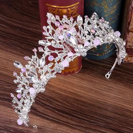 Clips de cheveux Barrettes mariage Pink Crown Princess Crystal Bridal Tiaras Femme Femmes Big Big Gem Stone Accessorieshair