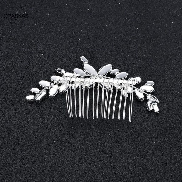 Pinces à cheveux Barrettes peignes latéraux de mariage feuilles scintillantes en forme de strass verre alliage de mariée accessoires en métal pour la mariée VLHair