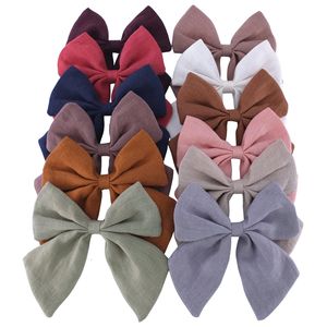 Barrettes à cheveux avec nœud en lin Original, 12 pièces, vente en gros, pour bébés filles, bandeaux en Nylon Alligator, vente en gros, 230112