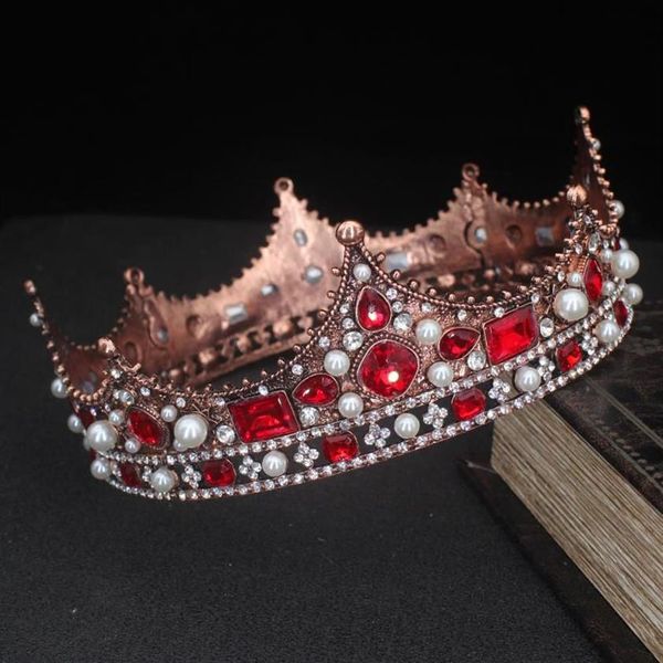 Clips para el cabello Barrettes Mujeres Barroco Corona floral de cristal grande para reinas Tiaras Concurso de belleza Novia Accesorios de joyería de boda 287I