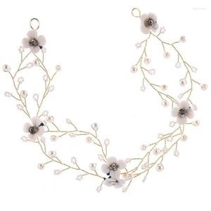 Pinces à cheveux Barrettes femmes bande de fleurs blanc perle coiffure diadème de mariée accessoires en gros bijoux de mariage Earl22