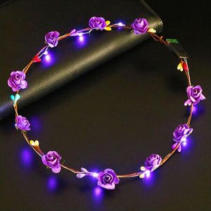 Pinces à cheveux Barrettes Femmes Filles LED Light Up Flower Bandeau Clignotant Glow Crown Party Wreath XX9DHair