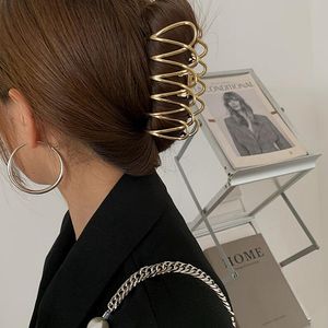 Pinzas para el cabello Barrettes Mujeres Metal Garra para el cabello Oro Plata Hueco Geométrico Pinzas para el cabello Elegante Diadema Vintage Horquilla Moda Accesorios para el cabello 230517