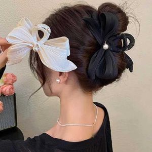 Clips de cheveux Barrettes pour femmes grand arc Clip de cheveux simple Perle Elegant Elegant French Korean Automne and Winter Girl