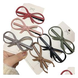 Pinces à cheveux Barrettes Womens Leather Bow Clip Handmade Liu Haibin Gsfj181 Mix Order Drop Delivery Jewelry Hairjewelry Dh1Vc