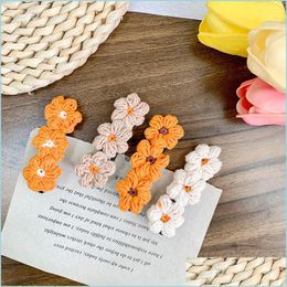 Haarclips BRAPTES WOL DRIE BLOEMEN HAARPIN Handmatig Weef Duckbill Hair Clip Accessoires Barrettes Youthf Girl Women Party 2 15YL DH4N8