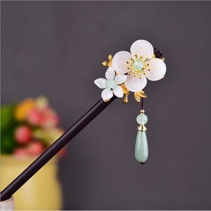 Haarclips Barrettes Yanting Ethnic Stick for Women Natural Stone Hood Hairpin Handgemaakte accessoires Vintage sieraden Gift Mum Vriendin