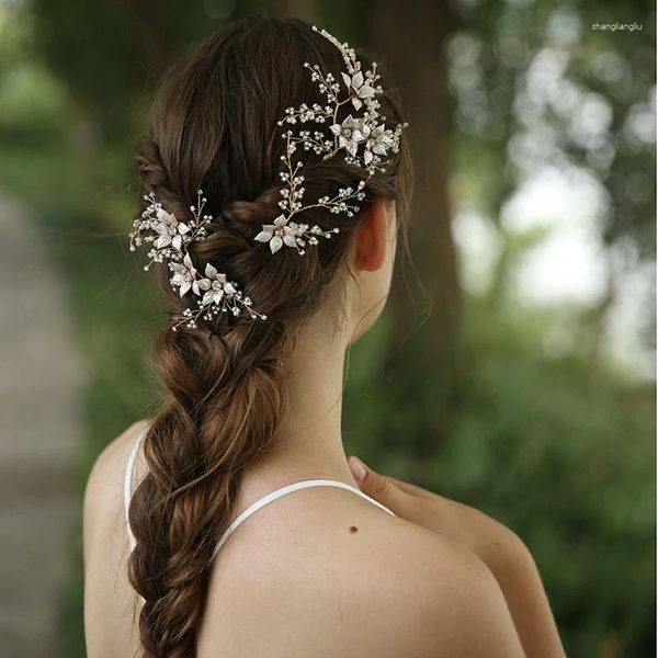 Pinces à cheveux en perles pour femmes, épingles à corps, fleur, épingle de mariée, pièce filaire, accessoires de bal de mariage, bijoux