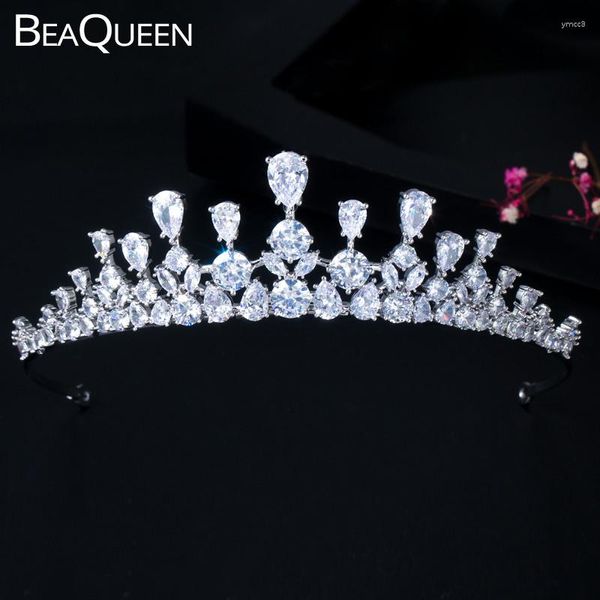 Pinces à cheveux BeaQueen Couronne de mariage étincelante Diadème Diadème avec zircone cubique Élégant Pageant Accessoires de fête Bijoux pour femme H013