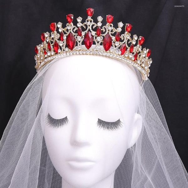 Pinces à cheveux grandes couronnes baroques pour mariée accessoires de mariage rétro mode strass diadèmes bandeaux femmes fête tête bijoux