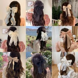 Clips de cheveux Big Organza Mesh Bow Ribbon SpringPins Hairpins Herder Accessoires Pin Clip pour femmes Ornements de Headswear