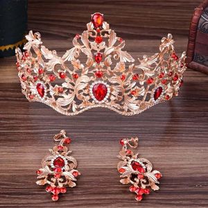 Clips de cheveux GRANDS RHINESTONE MARIAGE COURONE Tiaras Bride et boucles d'oreilles Clip Accessoires de bande