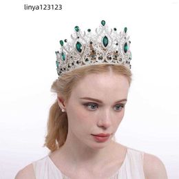 Pinces à cheveux Big Royal Queen Blue Crystal Diadèmes de mariée Couronnes pour femmes Strass Costume Européen Pageant Diadème Accessoires de mariage