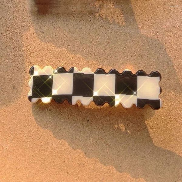 Clips de cheveux Black and White Grid Wave Word Dossier Pins Clip de canard Clip Barrette Accessoires