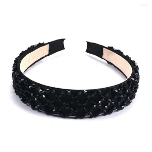 Haarspeldjes Zwarte Strass Brede Haarband Verklaring Handgemaakte Bands Kristal Parel Hoepel Hoofdband Bruiloft Sieraden Accessoires