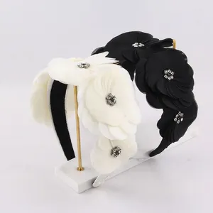 Pinces à cheveux noir blanc, accessoires de couronne de mariée en Organza importés à la main, couvre-chef féerique, bandeau Baroque, 416