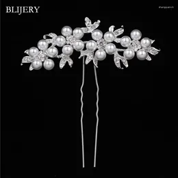 Clips de cheveux Blijery Accessoires de mariage nuptiale Bijoux de fleurs en cristal en fausse perle pour femmes