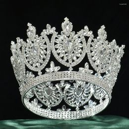 Pinzas para el cabello, corona de boda ostentosa, diadema, Tiara con cristal de Zirconia, Tiaras y coronas elegantes para mujer para fiesta de desfile