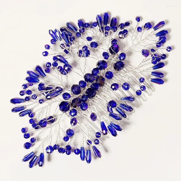 Pinces à cheveux en cristal bleu, peigne de mariée, bandeau en strass, bijoux de tête de mariage, accessoires de mariée pour femmes et filles, cadeaux de demoiselle d'honneur