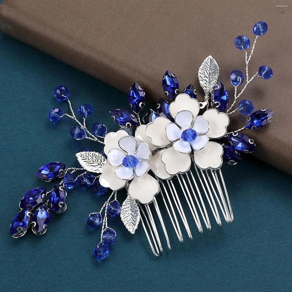 Clips de cheveux Blue Floral Peigt mariage bijoux de mariée