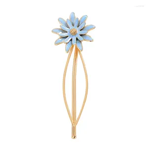 Pinces à cheveux en émail bleu/rose/gris, bijoux à fleurs en cuivre pour femmes, conception d'échantillon romantique, accessoire unique, vente en gros