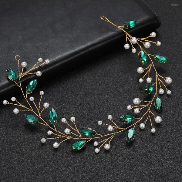 Pinces à cheveux bohème vert cristal mariée bandeau fleur à la main accessoires de mariage bal fête filles vigne bijoux