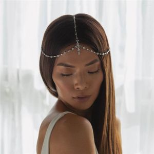 Pinces à cheveux Boho mariée tête de mariage chaîne exquise zircone cubique feuille front bandeau bijoux pour femmes casque en gros