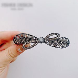 Pinces à cheveux nœud épingle à cheveux femmes noir mot Clip strass Simple élégant coréen mode accessoires cadeau fête Glamour