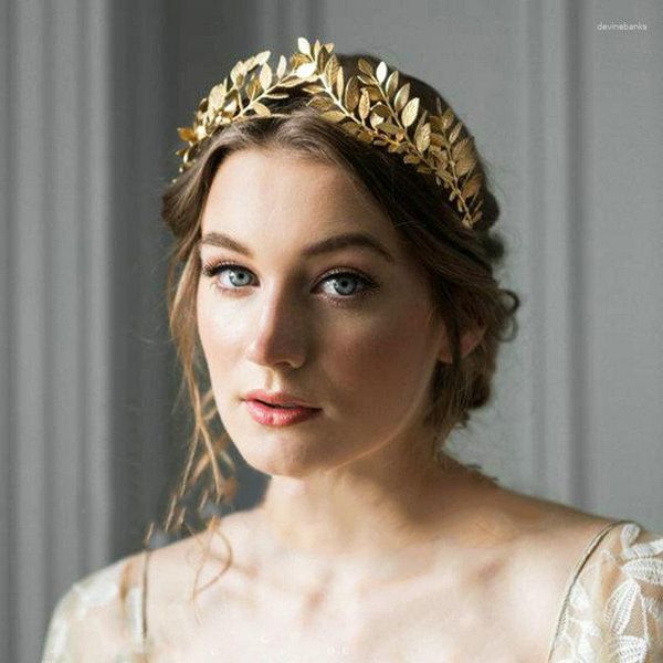 Pinces à cheveux peigne de mariée déesse baroque romaine grecque feuille d'olivier branche bandeau couronne coiffure mariée bijoux de mariage