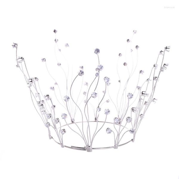 Pinces à cheveux couronne de mariée européenne et américaine accessoires de feuilles exagérées cristal baroque couronnes rondes coiffure de mariage