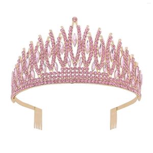 Haarclips Bridal Crown Headwar Wedding Birthday hoofdtooi roze steentjes retro luxe accessoires voor vrouw