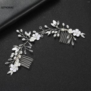 Pinces à cheveux de mariée, peignes à feuilles de fleurs, bandeau en perles, accessoires de mariage tressés à la main, feuilles de couleur or/argent, couvre-chef romantique