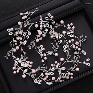 Pinces à cheveux bandeau de mariée diadème couleur argent cristal rose perle mariage à la main vigne coiffes bijoux accessoires