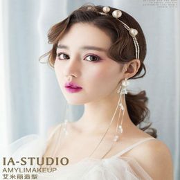 Haarclips bruidshoofdress Koreaanse parelband oorbellen Set hoofdband accessoires trouwjurkplaat sieraden