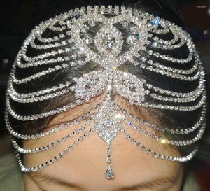 Haarclips bruids kopstuk kristal strass ketting flapper dop bruiloft accessoires feest achterste voorhoofd hoofdband stuk sieraden