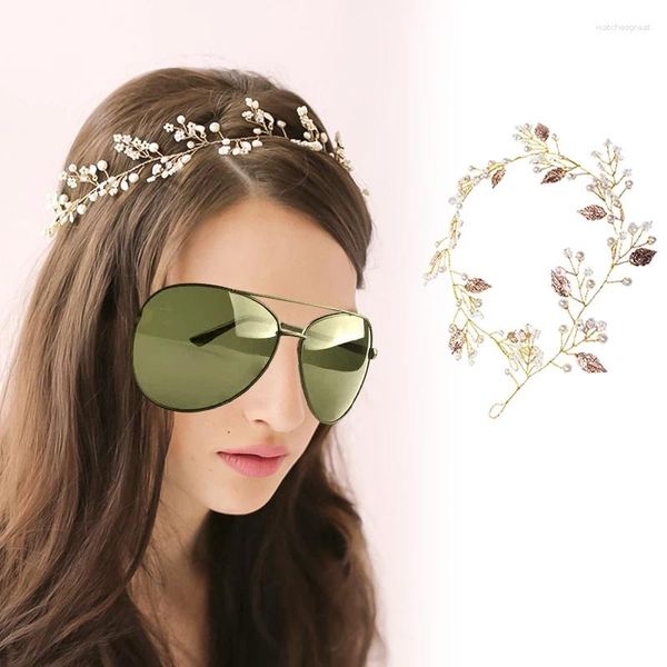 Clips de cheveux Bijoux Bridal Couronne Head Pied Per perle Bandons Crystal Tiaras Mariage Vine Accessoire Cédite simple 39x5,5 cm