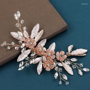 Pinces à cheveux bijoux de mariée fleur épingle pince couleur or épingle à cheveux pour les mariées femmes cristal strass tête pièces accessoires de mariage