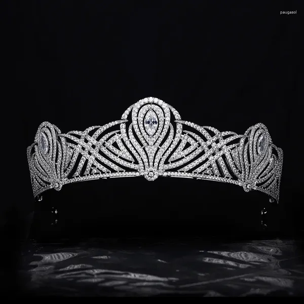 Clips de cheveux bijoux nuptiaux Tiaras et couronnes CZ CUBIC Zirconia HeadPiece pour les mariées Brides Robe Bandband Accessoires de mariage