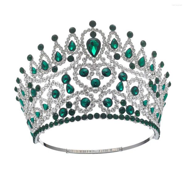 Clips Hair Cride Crown Accessoires de beauté Pageant Stage Show Laurel Tiaras Baroque Grande tête ronde complète