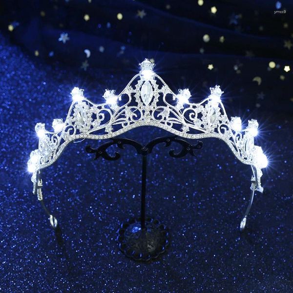 Clips de cabello Coronas y tiaras Accesorios de boda LED LED Tiara Crown Decoraciones Mujeres Partido de la fiesta Diadema